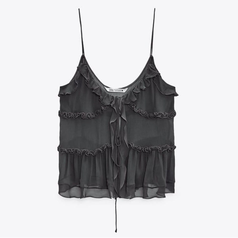 Sheer Ruffle Tank Top